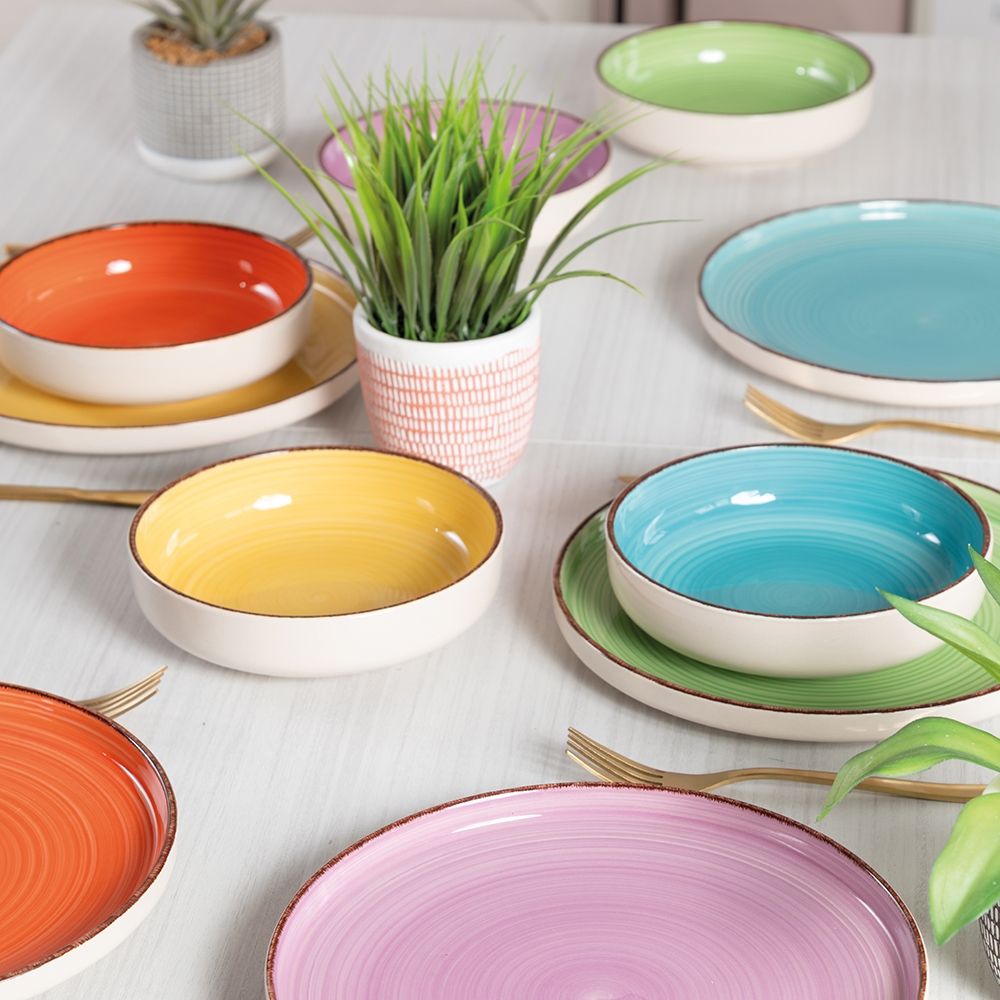 Villa d'Este Home juego de vajilla Baita Classic 18 piezas / 6 personas - 6 platos de cena, 6 platos de desayuno y 6 platos hondos