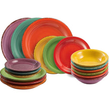 Villa d'Este Home juego de vajilla Baita multicolor 18 piezas / 6 personas - 6 platos de cena, 6 platos de desayuno y 6 platos hondos