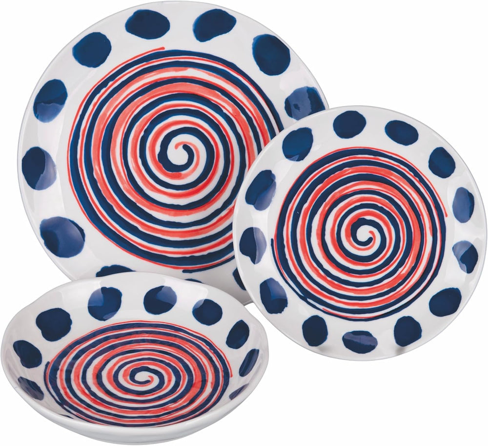 Villa d'Este Home juego de vajilla Sahara 18 piezas / 6 personas - 6 platos de cena, 6 platos de desayuno y 6 platos hondos
