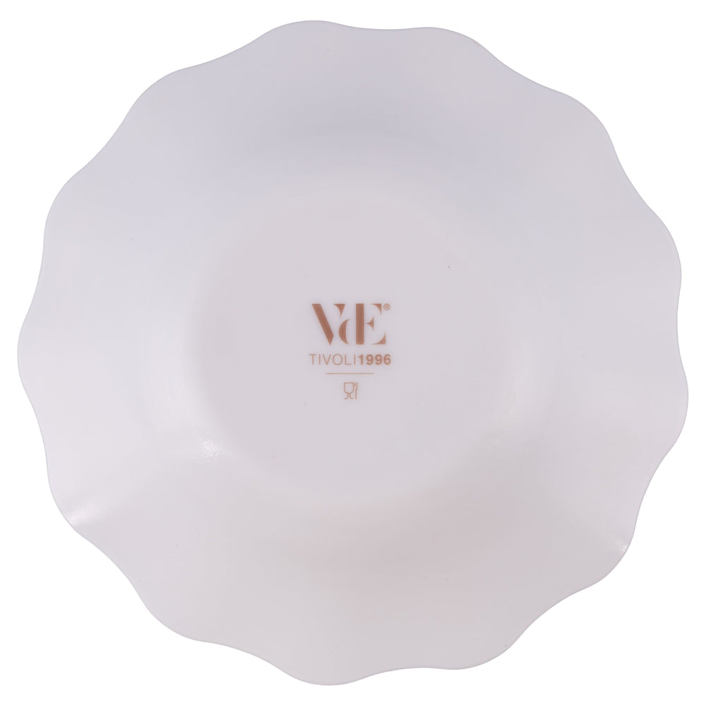 Villa d'Este Home juego de vajilla Scallop blanco vidrio opalino 18 piezas / 6 personas - 6 platos de cena, 6 platos de desayuno y 6 platos hondos