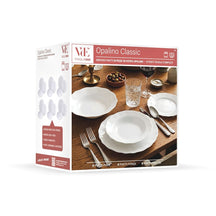 Villa d'Este Home juego de vajilla Scallop blanco vidrio opalino 18 piezas / 6 personas - 6 platos de cena, 6 platos de desayuno y 6 platos hondos