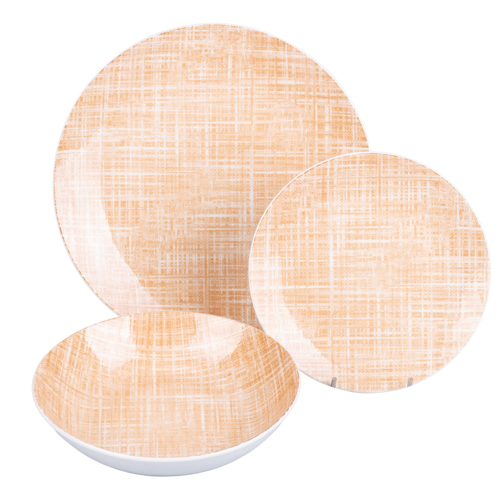 Villa d'Este Home juego de mesa Texture Porcelana 18 piezas / 6 personas - 6 platos de cena, 6 platos de desayuno y 6 platos hondos