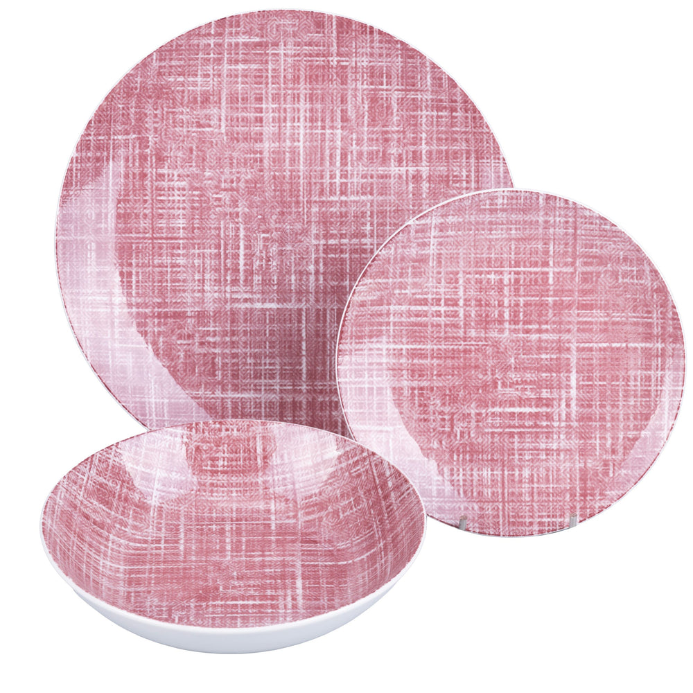 Villa d'Este Home juego de mesa Texture Porcelana 18 piezas / 6 personas - 6 platos de cena, 6 platos de desayuno y 6 platos hondos