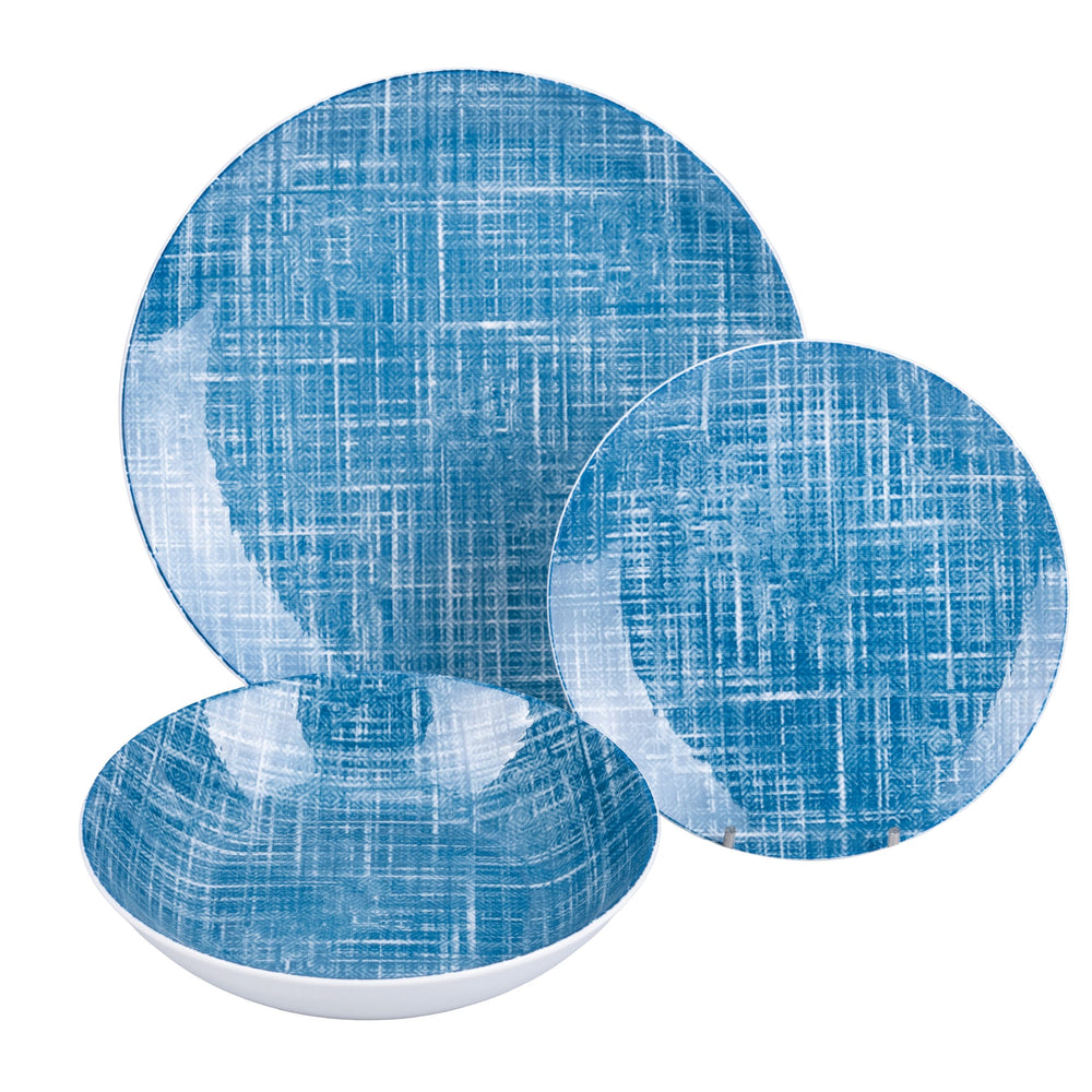 Villa d'Este Home juego de mesa Texture Porcelana 18 piezas / 6 personas - 6 platos de cena, 6 platos de desayuno y 6 platos hondos