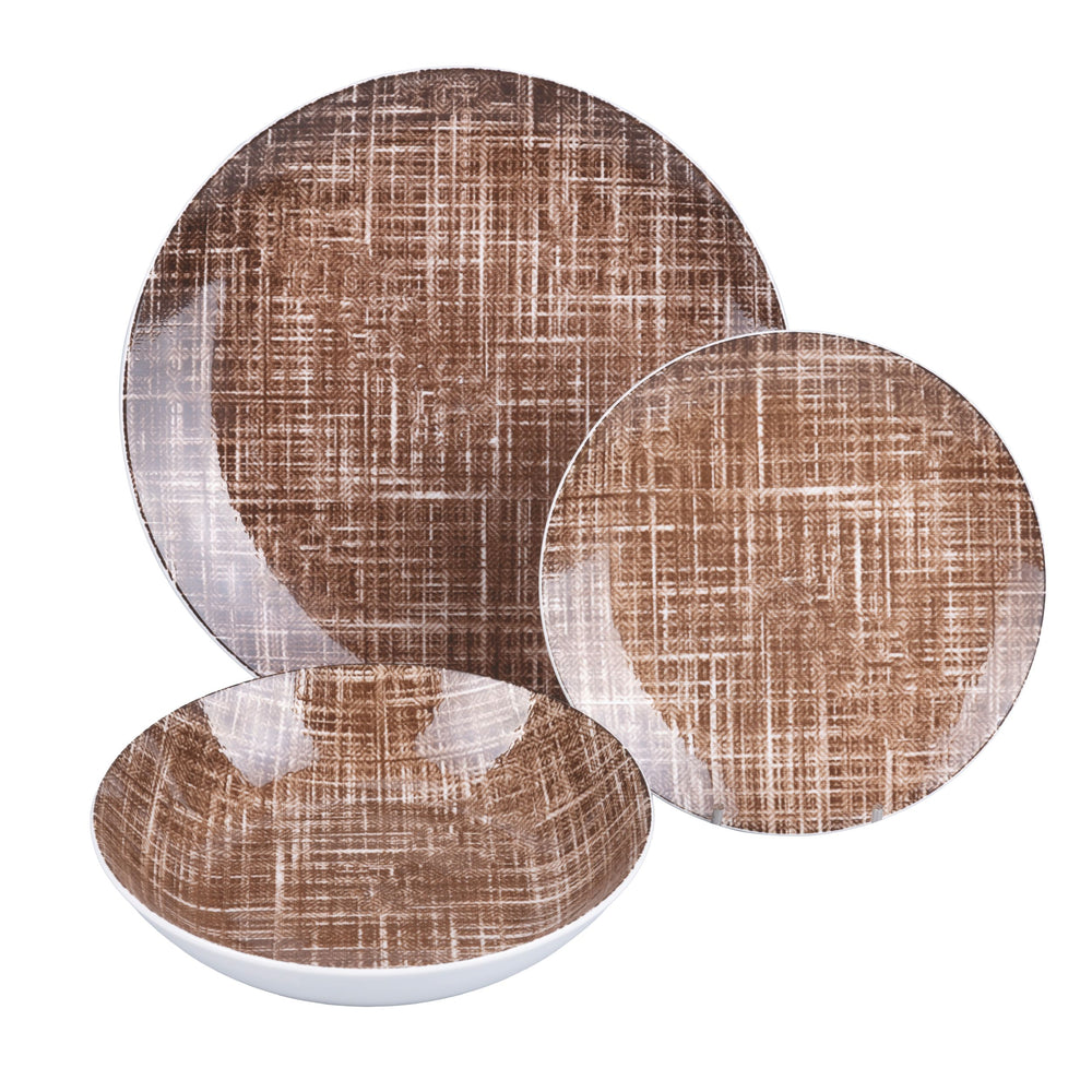 Villa d'Este Home juego de mesa Texture Porcelana 18 piezas / 6 personas - 6 platos de cena, 6 platos de desayuno y 6 platos hondos