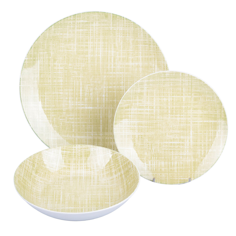 Villa d'Este Home juego de mesa Texture Porcelana 18 piezas / 6 personas - 6 platos de cena, 6 platos de desayuno y 6 platos hondos