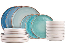 Villa d'Este Home juego de vajilla Baita Acqua Ocean 18 piezas / 6 personas - 6 platos de cena, 6 platos de desayuno y 6 platos hondos