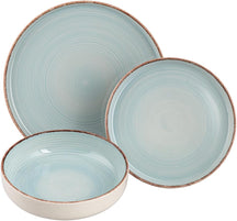 Villa d'Este Home juego de vajilla Baita Acqua Ocean 18 piezas / 6 personas - 6 platos de cena, 6 platos de desayuno y 6 platos hondos