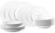 Villa d'Este Home Serviesset Decor blanco opaalglas 18-delig / 6 personas - 6 platos de cena, 6 platos de desayuno y 6 platos hondos