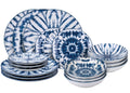 Villa d'Este Home juego de vajilla The Blue Porselein 18-delig / 6 personas - 6 platos de cena, 6 platos de desayuno y 6 platos hondos