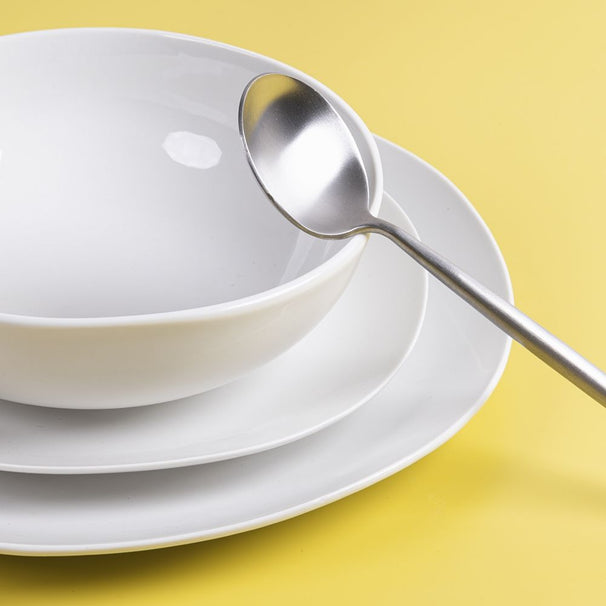 Villa d'Este Home juego de vajilla Wave blanco porcelana 18 piezas / 6 personas - 6 platos de cena, 6 platos de desayuno y 6 platos hondos