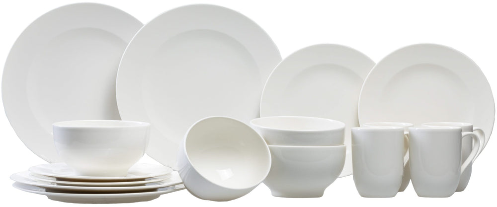 Villeroy & Boch Juego de vajilla For Me 16 piezas / 4 personas - 4 tazas con asa, 4 platos para cena, 4 platos para desayuno y 4 cuencos franceses