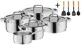 WMF juego de ollas Compact Cuisine 5 piezas incluyendo GRATIS Cookinglife utensilios de cocina set - olla ø 16, 16, 20 y 20 cm y cazo ø 14 cm