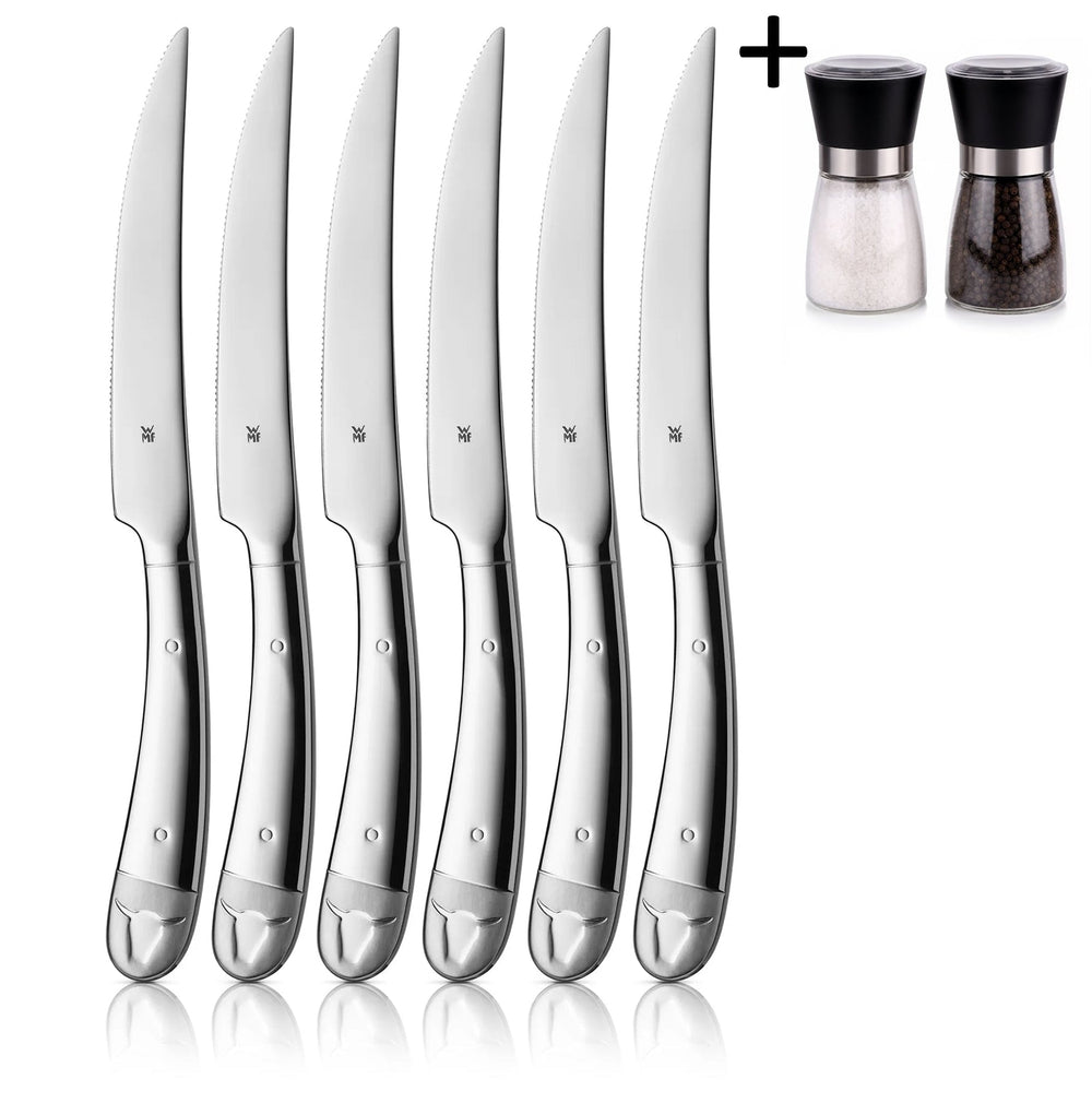 WMF Cuchillos para steak 6 piezas - Incluye GRATIS set de molinillos de pimienta y sal Cookinglife