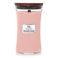 WoodWick Vela aromática Grande Pressed Blooms & Patchouli - 18 cm / ø 10 cm - Vela aromática en vaso - Mecha de madera