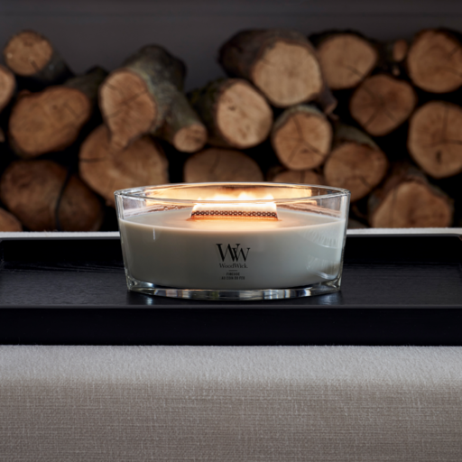 WoodWick Vela Aromática Ellipse Fireside - 9 cm / 19 cm - Vela Aromática en Vidrio - Mecha de Madera