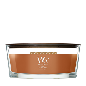 WoodWick Vela Aromática Ellipse Saffron Smoke - 9 cm / 19 cm - Vela Aromática en Vidrio - Mecha de Madera