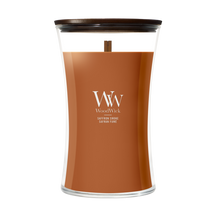 WoodWick Vela Aromática Grande Saffron Smoke - 18 cm / ø 10 cm - Vela Aromática en Vidrio - Pabilo de Madera