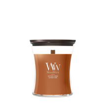 WoodWick Vela Aromática Mediana Saffron Smoke - 11 cm / ø 10 cm - Vela Aromática en Vidrio - Mecha de Madera