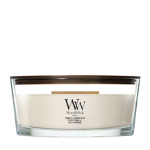 WoodWick Vela Aromática Ellipse Tonka & Almond Milk - 9 cm / 19 cm - Vela Aromática en Vidrio - Mecha de Madera