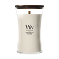WoodWick Vela Aromática Grande Tonka & Leche de Almendra - 18 cm / ø 10 cm - Vela Aromática en Vidrio - Mecha de Madera