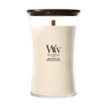 WoodWick Vela Aromática Grande Vainilla & Sal Marina - 18 cm / ø 10 cm - Vela Aromática en Vidrio - Mecha de Madera