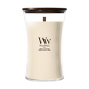WoodWick Vela Aromática Grande Vainilla & Sal Marina - 18 cm / ø 10 cm - Vela Aromática en Vidrio - Mecha de Madera