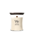 WoodWick Vela Aromática Mediana Vainilla & Sal Marina - 11 cm / ø 10 cm - Vela Aromática en Vidrio - Mecha de Madera