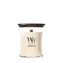 WoodWick Vela Aromática Mediana Vainilla & Sal Marina - 11 cm / ø 10 cm - Vela Aromática en Vidrio - Mecha de Madera