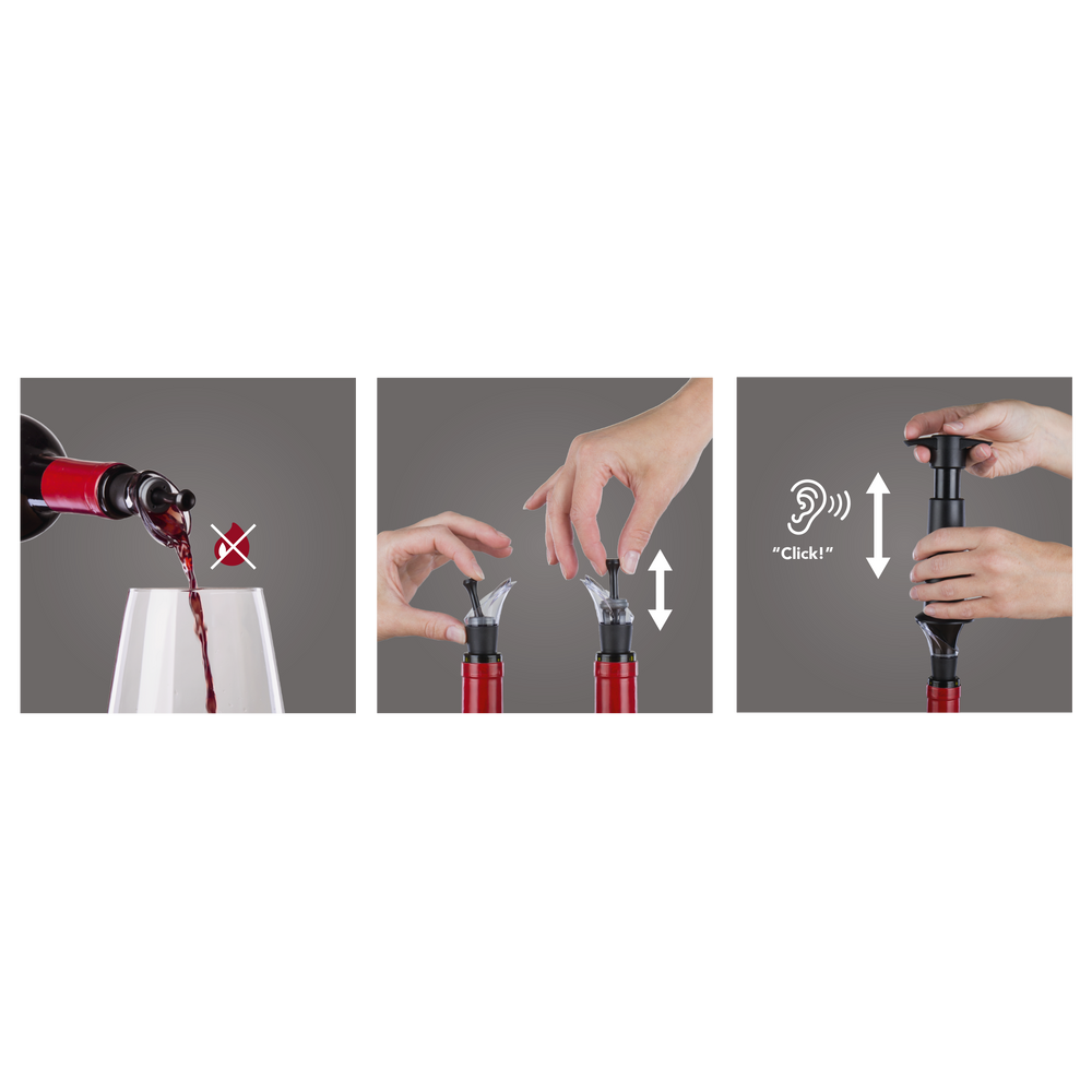 Set de vino Vacu Vin Premium - Negro - Set de 4 piezas