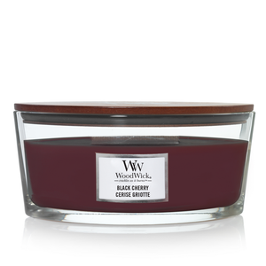WoodWick Vela aromática Elipse Black Cherry - 9 cm / 19 cm - Vela en vaso - Mecha de madera