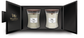 Set de regalo WoodWick Vela aromática mediana Fireside & Linen - 2 unidades - Vela en vaso - Mecha de madera