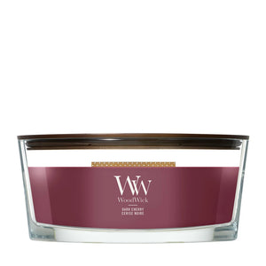 WoodWick Vela Aromática Ellipse Cereza Oscura - 9 cm / 19 cm - Vela Aromática en Vidrio - Mecha de Madera