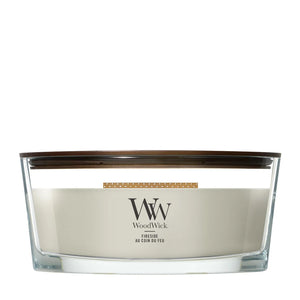WoodWick Vela Aromática Ellipse Fireside - 9 cm / 19 cm - Vela Aromática en Vidrio - Mecha de Madera