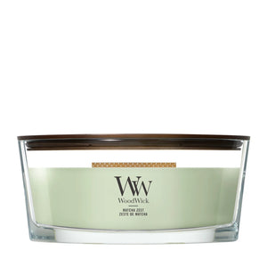 WoodWick Vela Aromática Ellipse Matcha Zest - 9 cm / 19 cm - Vela Aromática en Vidrio - Mecha de Madera