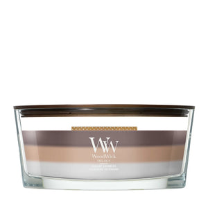 WoodWick Vela Aromática Ellipse Trilogy Radiant Cashmere - 9 cm / 19 cm - Vela Aromática en Vidrio - Mecha de Madera