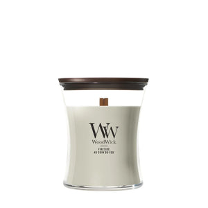 WoodWick Vela Aromática Mediana Fireside - 11 cm / ø 10 cm - Vela Aromática en Vidrio - Mecha de Madera