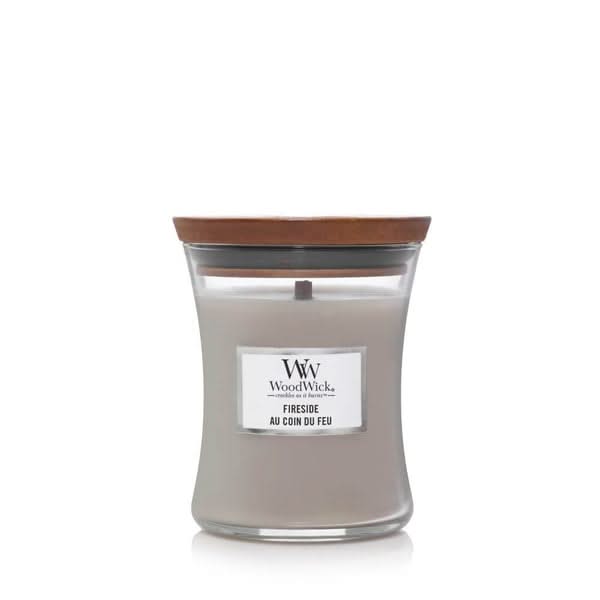 WoodWick Vela aromática Mini Fireside - 8 cm / ø 7 cm - Vela en vaso - Mecha de madera