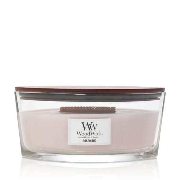 Vela aromática WoodWick Elipse Palo de Rosa - 9 cm / 19 cm - Vela aromática en vidrio - Mecha de madera