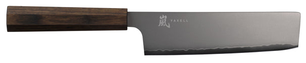 Yaxell Cuchillo Nakiri Hana 16.5 cm - Acero inoxidable de 3 capas - mango de madera Pakkah marrón oscuro