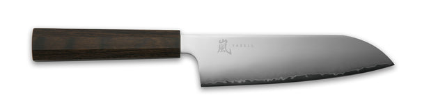 Yaxell Cuchillo Santoku Hana 16.5 cm - Acero inoxidable de 3 capas - mango de madera Pakkah marrón oscuro