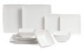 Juego de vajilla BonBistro Yong Squito - Blanco 12 piezas / 4 personas - 4 platos llanos, 4 platos de desayuno y 4 cuencos