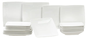 Juego de vajilla BonBistro Yong Squito - Blanco 18 piezas / 6 personas - 6 platos llanos, 6 platos hondos y 6 platos para desayuno