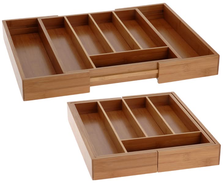 Organizador de cubiertos Cookinglife - Bambú - extensible - 28x34x5cm o 45x34x5cm