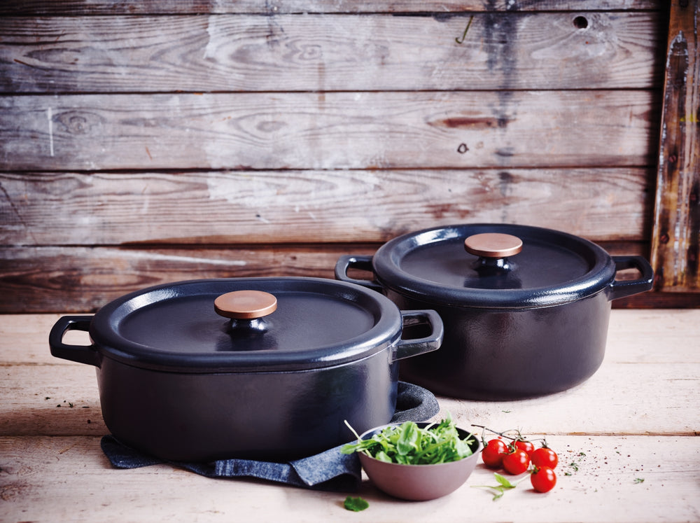 Cazuela con tapa Alva - Dutch Oven Nori de hierro fundido ø 26 cm + asas gratis - capa antiadherente esmaltada