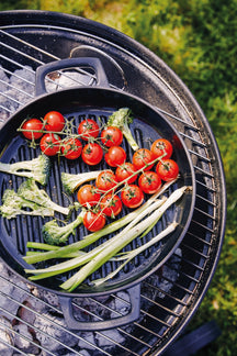 Sartén parrilla / plancha Alva Nori ø 28 cm + asas de cuero gratis - apta para todas las fuentes de calor - capa antiadherente esmaltada