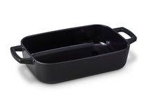 Fuente para horno / bandeja para asar Alva de hierro fundido Nori + asas de cuero gratis - 30 x 21 x 8.2 cm - capa antiadherente esmaltada