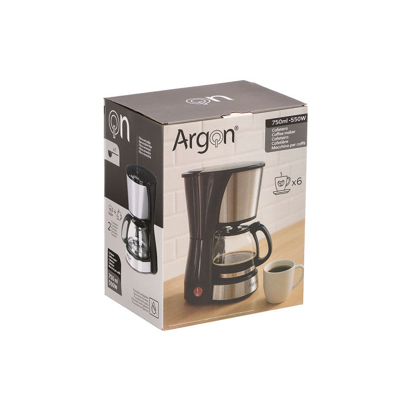 Argon filtro cafetera con jarra de vidrio - 6 tazas - 750 ml