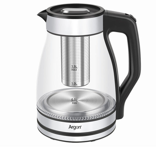 Argon Hervidor de Agua de Vidrio / Acero Inoxidable con Filtro - 1.5 Litros - 1500 W