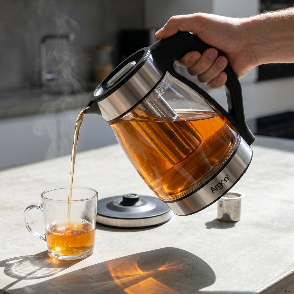 Argon Hervidor de Agua de Vidrio / Acero Inoxidable con Filtro - 1.5 Litros - 1500 W
